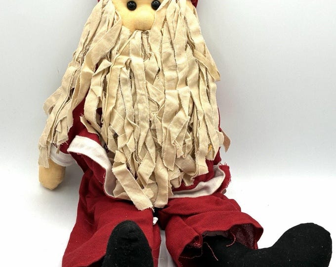 Vintage 1996 Delton Products Santa Doll 20” Cloth Rag Christmas Decor