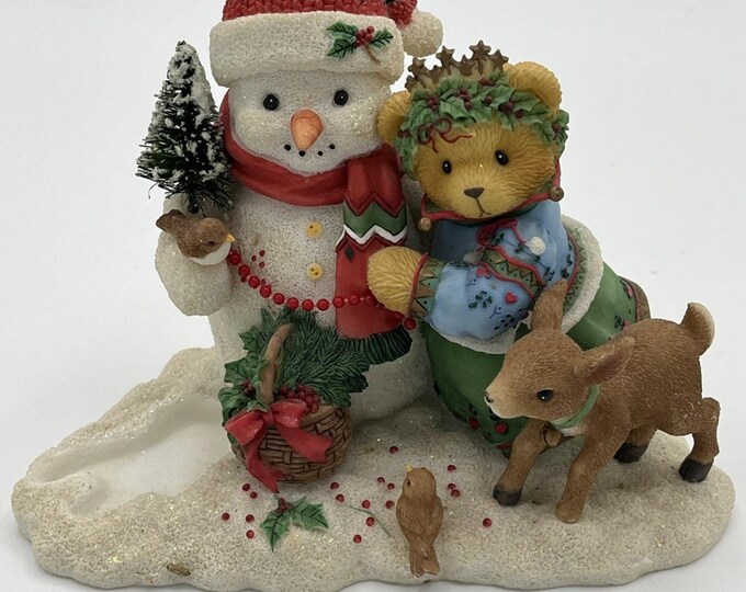 Cherished Teddies 1999 Limited Edition “STAR” Figurine — Snowman, Teddy, Deer, Christmas Enesco