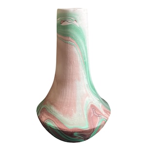 Vintage Souvenirvase aus Keramik aus Seven Falls, Colorado, mit Wirbelmuster, braun-grün, 7 x 4 Zoll