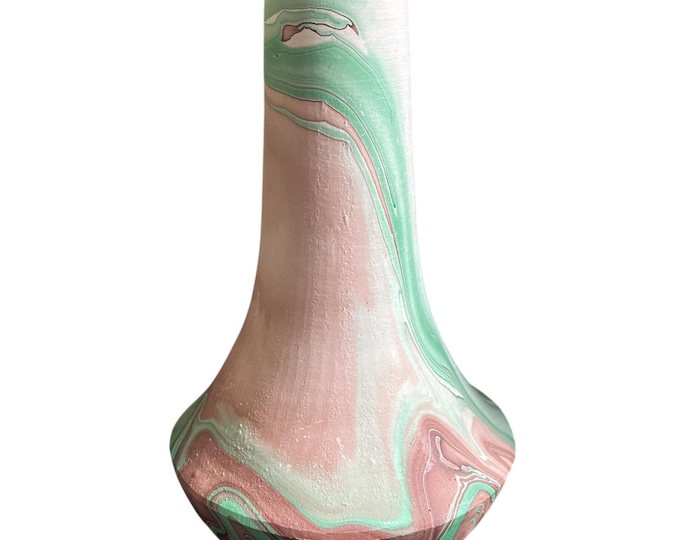 Vintage Seven Falls Colorado Souvenir Pottery Vase Swirl Brown Green 7x4"