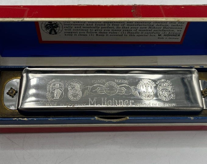 Vintage Hohner Marine Band No 364 Harmonica Key C Germany Box Instructions
