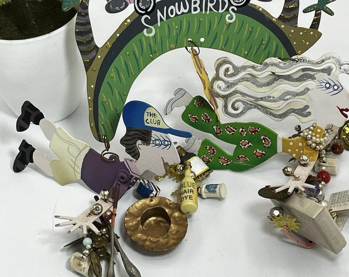 Handmade Metal Mobile by Rossi – Snowbirds Flying South Folk Art Wind Chime
