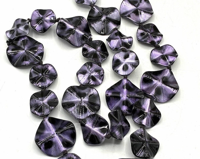 Vintage Purple Black Acrylic Statement Necklace Sculptural Chunky Beads 37”