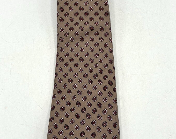Liberty of London Silk Tie Taupe Paisley Print England Vintage Mens Necktie