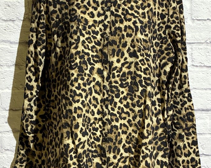 Van Heusen Studio XL Leopard Print Button Front Blouse Animal Print NWOT