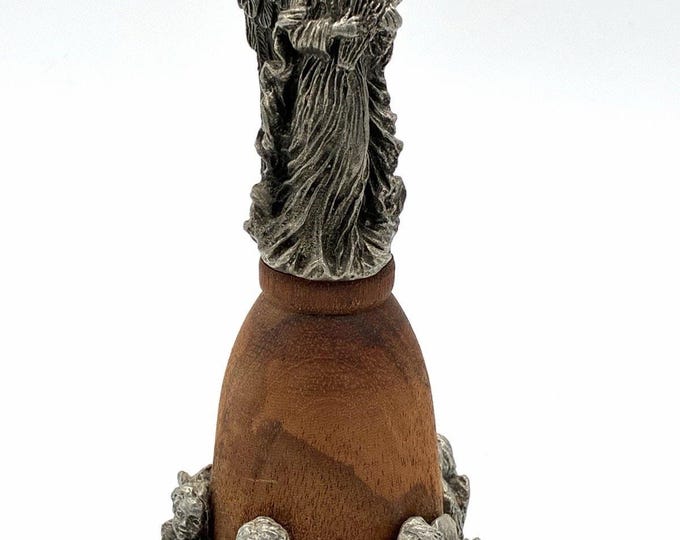 Vintage Angel Musician Figurine Silver Tone Wood Cherubs 5.5”