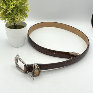 Brighton Museum Collection Belt M 30 Croc Leather Pegasus Angel Medallion image 4