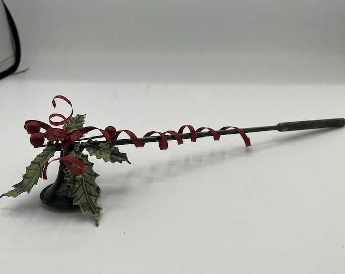 Vintage Christmas Candle Snuffer Holly Mistletoe