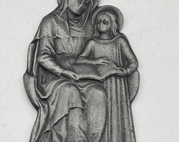 VINTAGE Pewter 2” Madonna And Child Pocket Shrine Catholic Christian