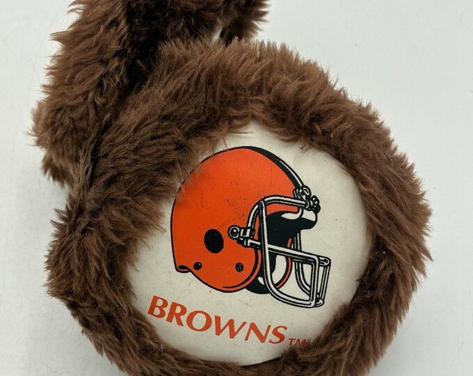 Vintage Cleveland Browns Ear Muffs — Retro NFL Fuzzy Winter Gear Helmet Logo