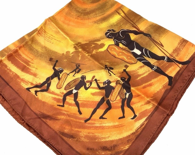 Vintage Heil Australia Scarf Aboriginal Art Kangaroo Charm Souvenir