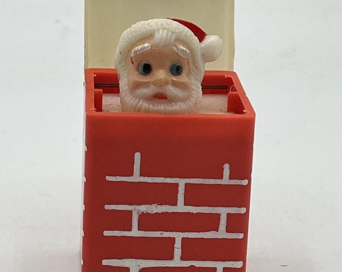 Vintage Hard Plastic Santa Coming Out Of Chimney Squeeker A1