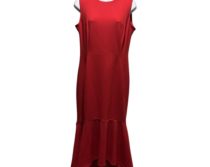 Calvin Klein Red Ruffle Dress • Sleeveless High‑Low Hem • Size 6