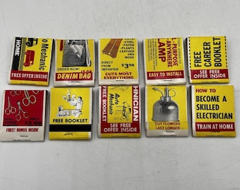 Lot 10 Vintage Ohio Match Company Streichholzbriefe Versandadresse Neuheit Gelb Rot St