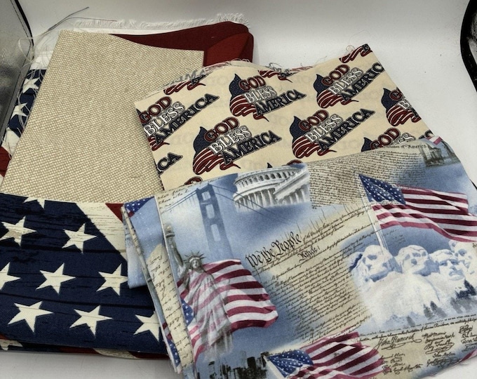 Patriotic Americana Fabric Bundle: Flags, Landmarks & More