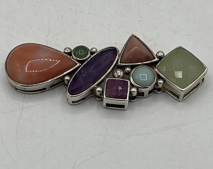 Whitney Kelly 925 Sterling Silver and assorted gemstones Statement Pendant 2.75”