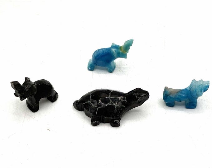 Vintage Carved Stone Miniature Animal Figurines Lot 4 Onyx Calcite Mexico