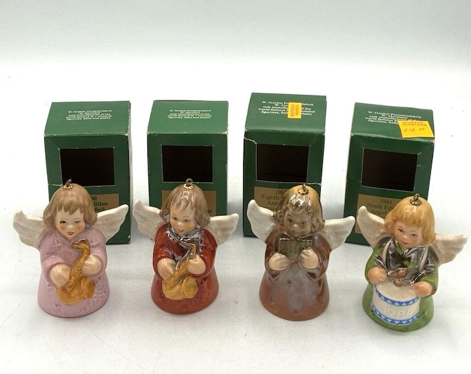 Lot 4 Vintage Goebel West Germany Angel Bell Ornaments 1980 1983 1984 Boxes