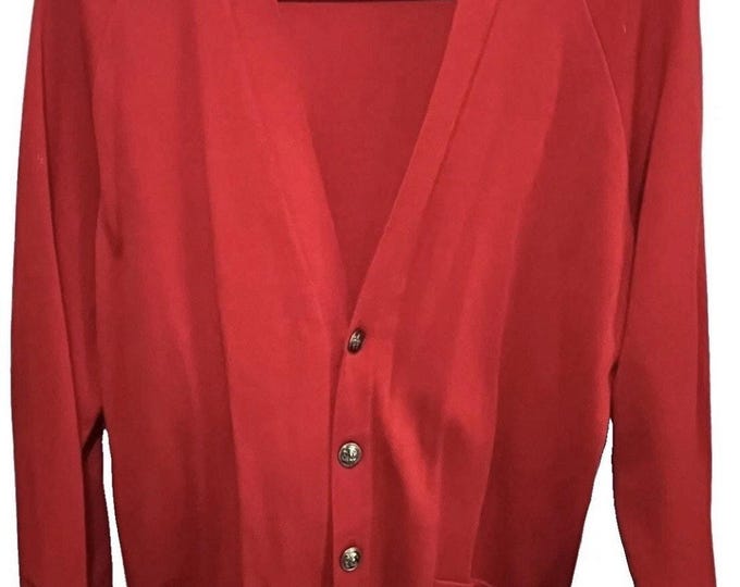 Vintage John Irwin Ltd Red Wool Cardigan Sweater Women’s Size L Button Up