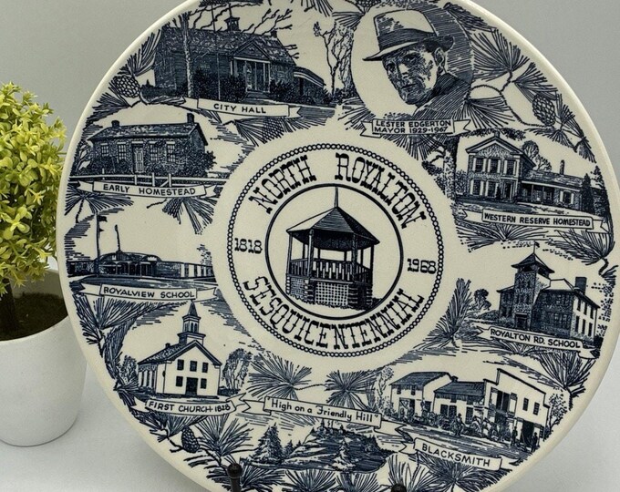 North Royalton Ohio Sesquicentennial Plate 1968 Kettlesprings Kilns Vintage