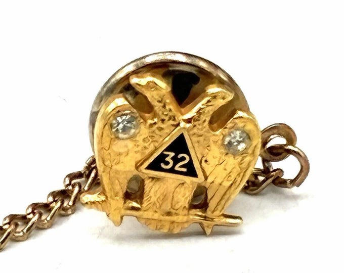 Vintage Scottish Rite 32nd Degree Masonic Double Headed Eagle Tie Tack Pin