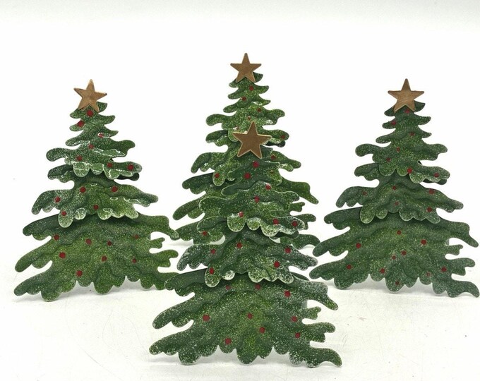 Set of 4 Christmas Tree Metal Napkin Rings Holiday Decor