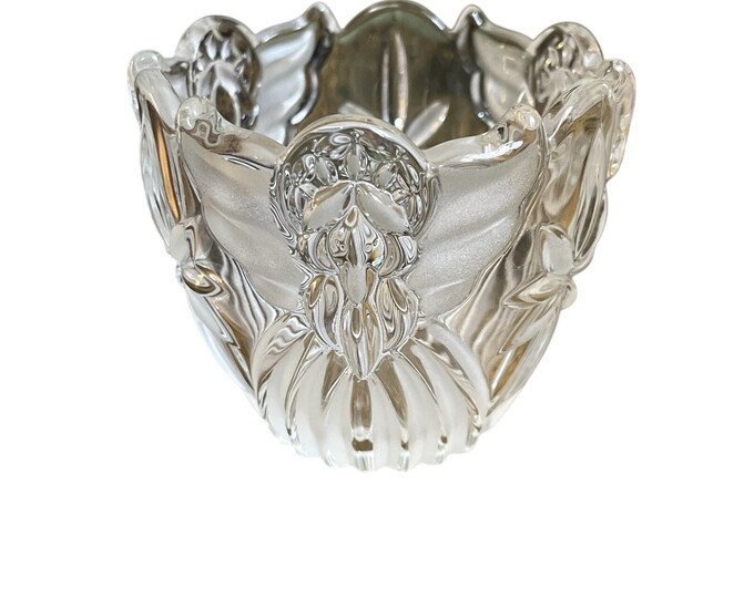 Vintage Gorham Crystal Angels of Peace Frosted Wings Votive Candle Holder Germany