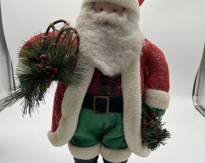 Vintage Father Christmas Santa Figurine 17 Inch Old World Holiday Decor