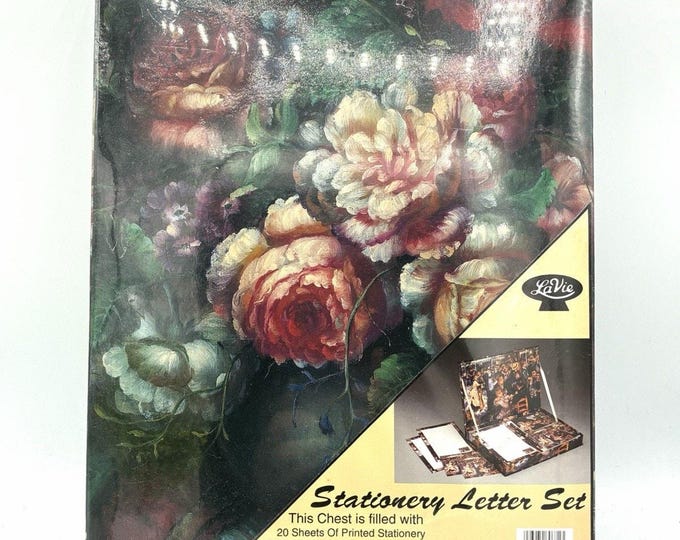 Vintage LaVie Floral Stationery Letter Set NOS Sealed Note Cards Paper Pencils
