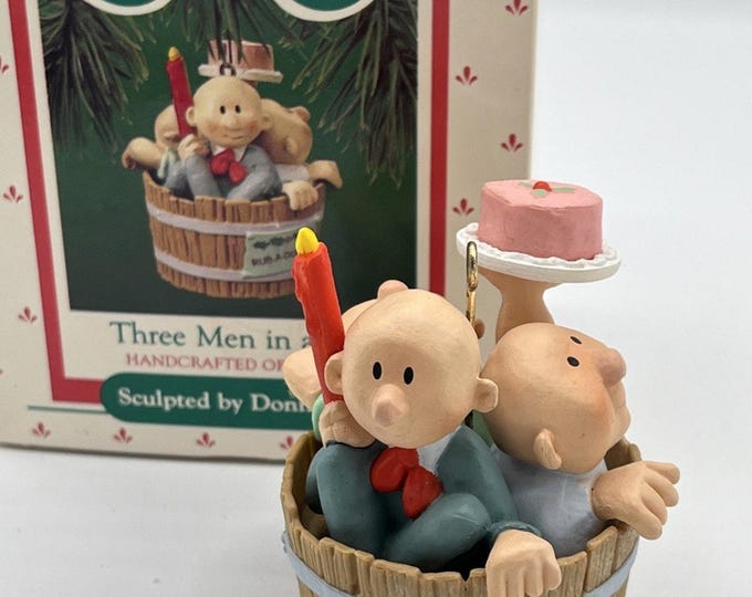 1987 Hallmark Three Men in a Tub Ornament Vintage Nursery Rhyme