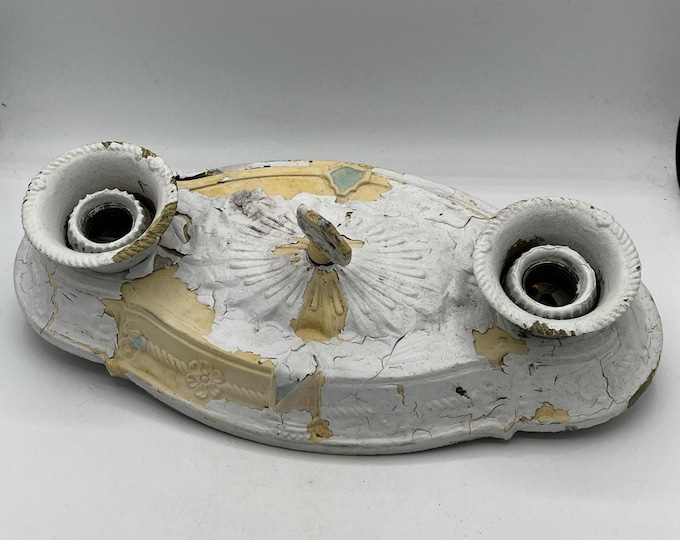 Antique Art Deco Flush Mount Ceiling 2 Light Fixture Vintage Nouveau