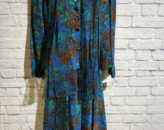 Vintage Anne Crimmins for UMI Silk 3 Piece Suit Skirt Scarf NWT Size 14 Saks