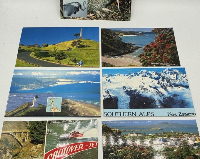 Vintage New Zealand Postcards Lot of 7 Unused Kiwi Alps Auckland Queenstown