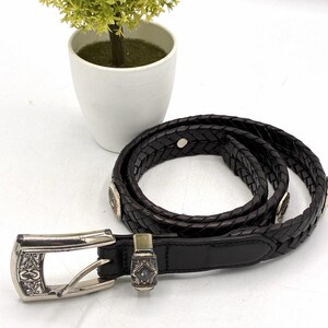 Brighton Black Braided Leather Belt Size M 30 Silver  display picture 1