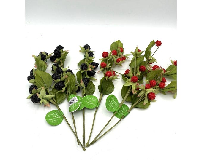 Ashland Beaded Raspberry Blackberry Picks Lot 6 Faux Fruit Floral 11”