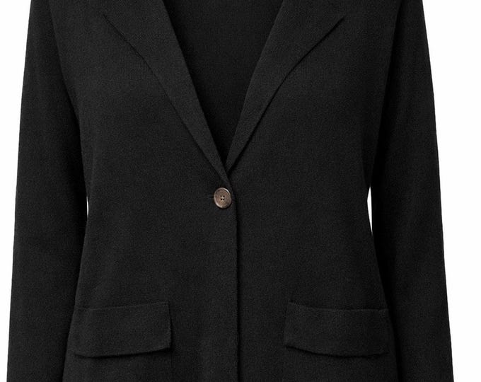 Vintage Bloomingdale’s Long Black Cardigan Sweater Women’s M One Button