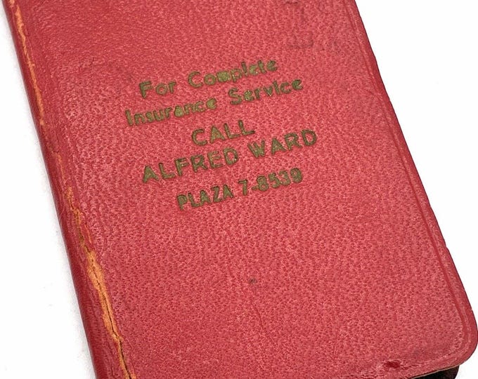 Vintage 1950 Alfred Ward Insurance Advertising Pocket Address Book Phone Book