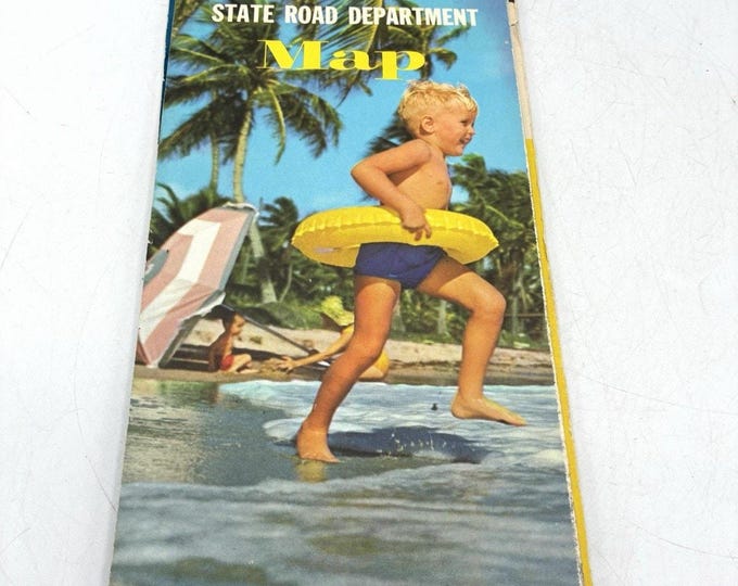 Vintage 1965 Florida Official State Road Map Pre Disney Sunshine State