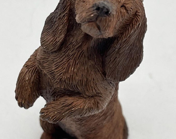 Rare Vtg 3.5” Standing Brown dachsund Weiner dog With One Eye