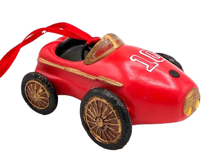 Vintage Red Race Car Christmas Ornament Number 10 3inches