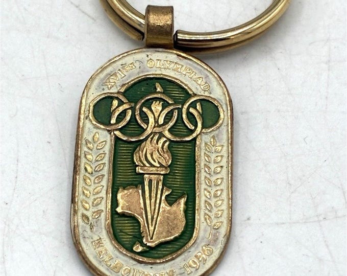 Vintage 1956 Melbourne Olympics Keychain Medallion XVI Olympiad Australia