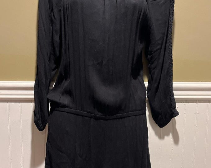 Elan Off Shoulder Black Romper Cover Up M Crochet Sleeve Boho Resort Wear NWT