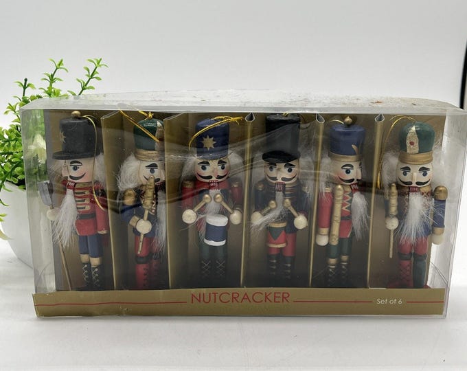 Wooden Nutcracker Set of 6 – 5.25 Inch Traditional Christmas Decor Boxed Holiday Figures