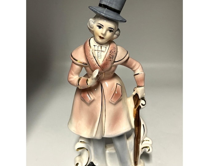 Vintage c.1949 Lipper and Mann Porcelain Victorian Man Figurine W Cane Hat Japan