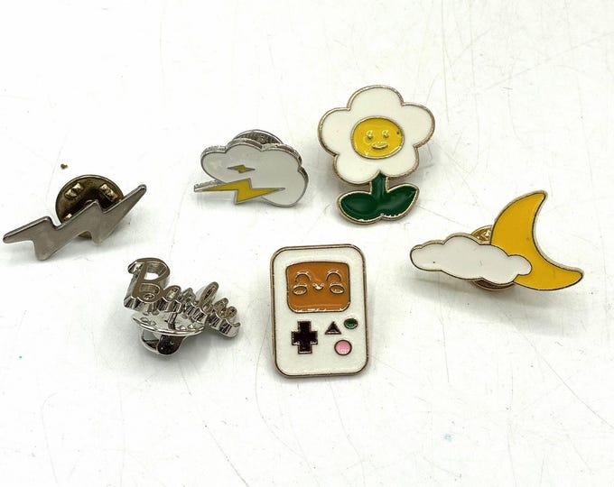 Barbie Kawaii Enamel Lapel Pin Lot Cute Y2K Flower Moon Gamer Novelty 6pc