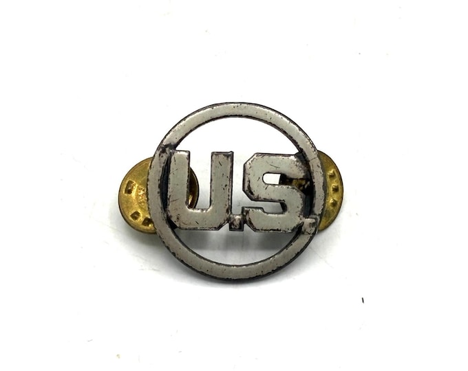 Vintage US Military Collar Disc Pin Silver Tone U.S. Enlisted Insignia