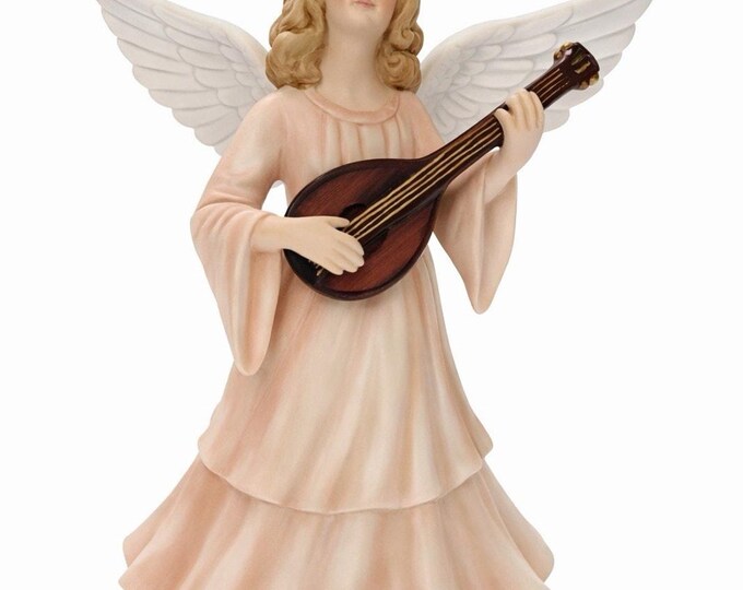 Vintage Enesco 1983 Angel Music Box Figurine Plays Fur Elise Mandolin