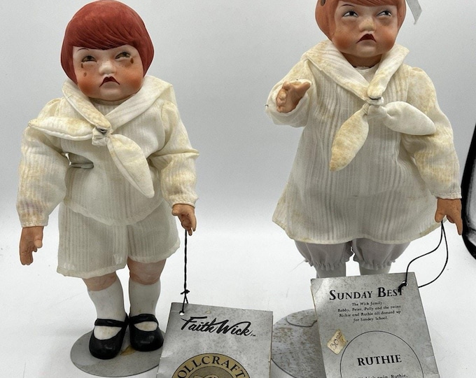 Faith Wick Dollcrafter Classics Sunday Best Richie Ruthie Twin Dolls w Tags