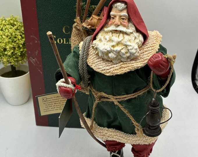 Classic Collectibles Northwood Santa Fabric Mache Figure Original Box 11 Inch