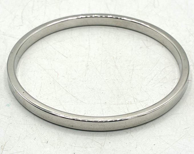 Vintage Monet Silver Tone Simple Skinny Bangle Bracelet Signed Minimalist